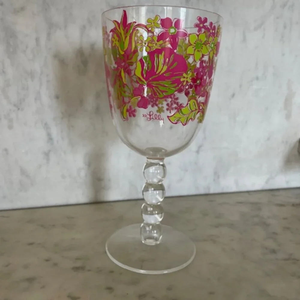 LILLY PULITZER Rose Garden Acrylic Stem Wine Glass
